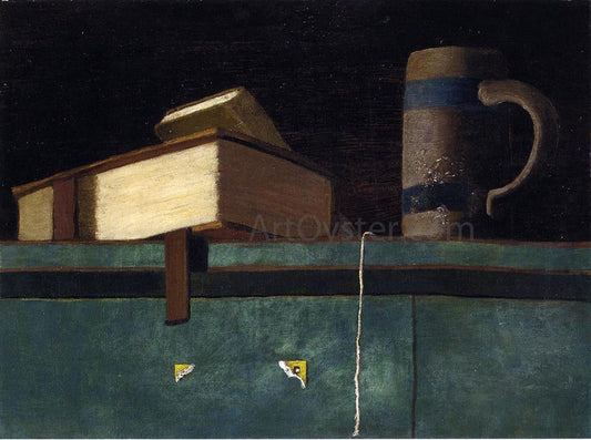 John Frederick Peto Still Life with Books and Mug - Canvas Print