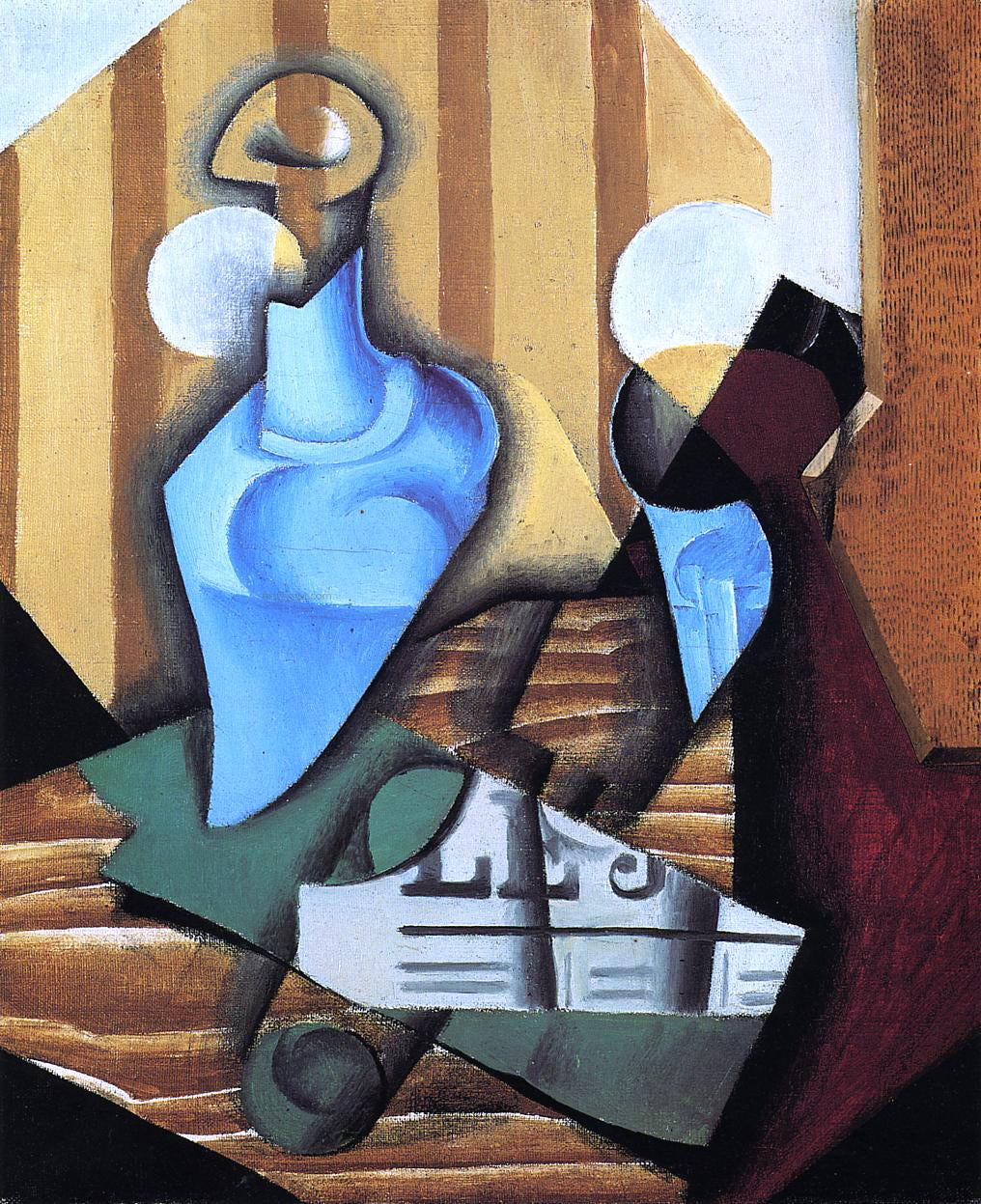 Juan Gris Still Life with Bottle and Glass - Canvas Print