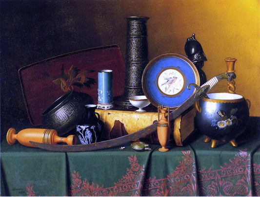 William Michael Harnett Still Life with Bric-a-Brac - Canvas Print