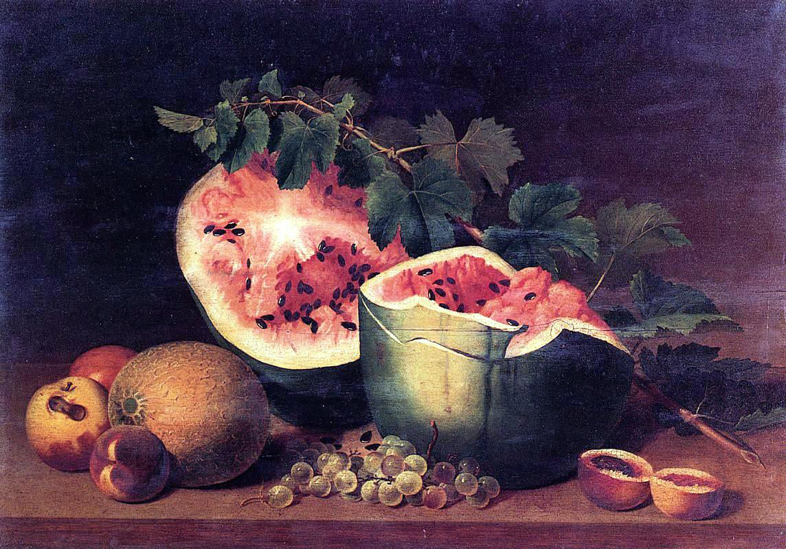 James Peale Still Life with Broken Watermelon - Canvas Print