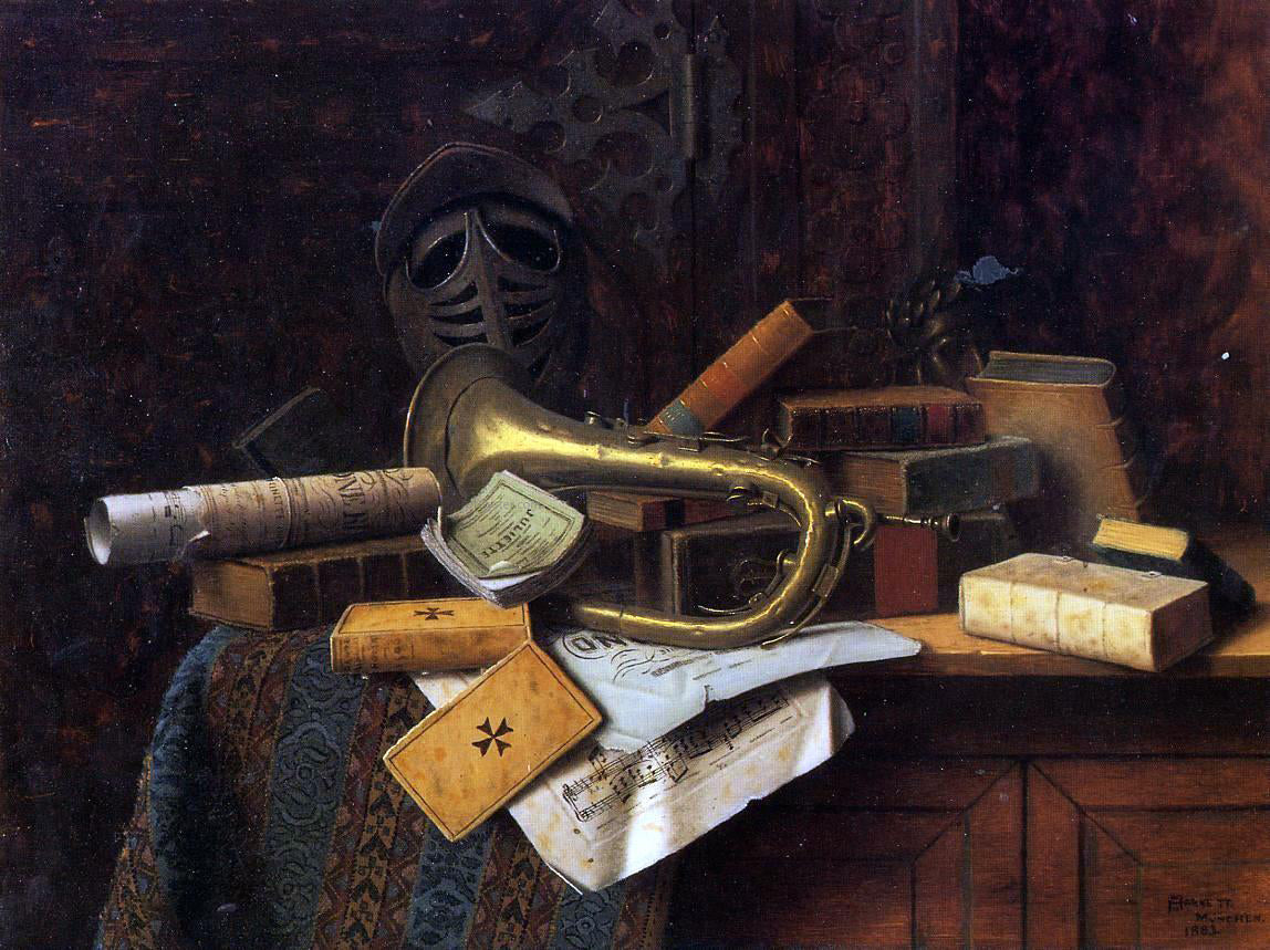 William Michael Harnett Still Life with Bust of Dante - Canvas Print
