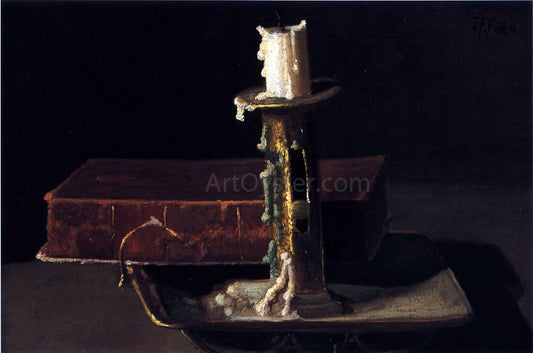 John Frederick Peto Still Life with Candlestick and Book - Canvas Print