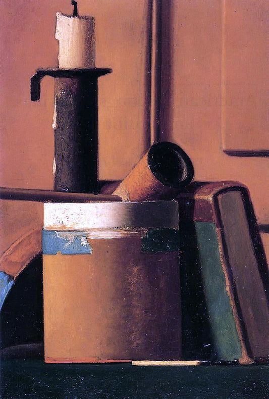 John Frederick Peto Still Life with Candlestick, Pipe and Book - Canvas Print