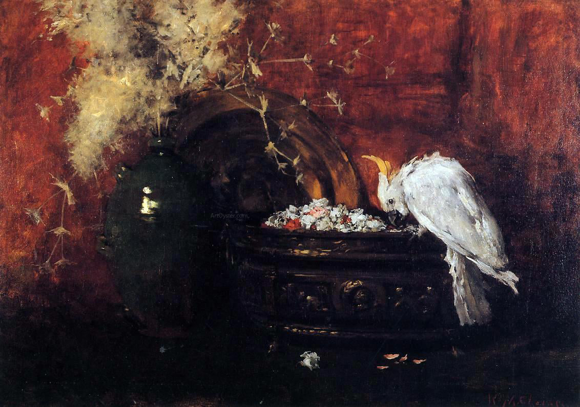 William Merritt Chase Still Life with Cockatoo - Canvas Print