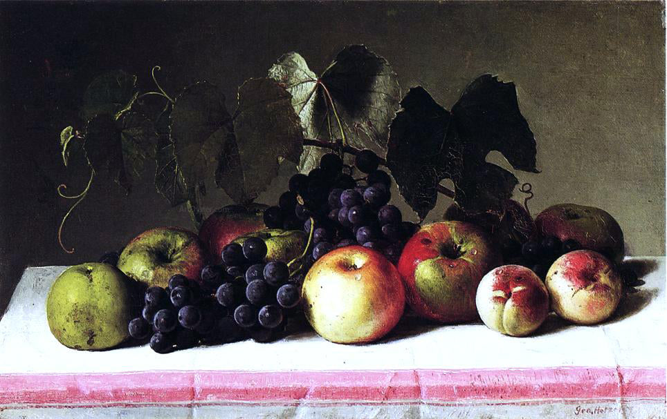 George Hetzel Still Life with Concord Grapes and Apples - Canvas Print