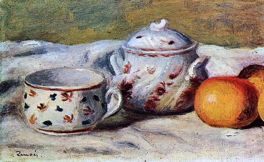 Pierre Auguste Renoir Still Life with Cup and Sugar Bowl - Canvas Print