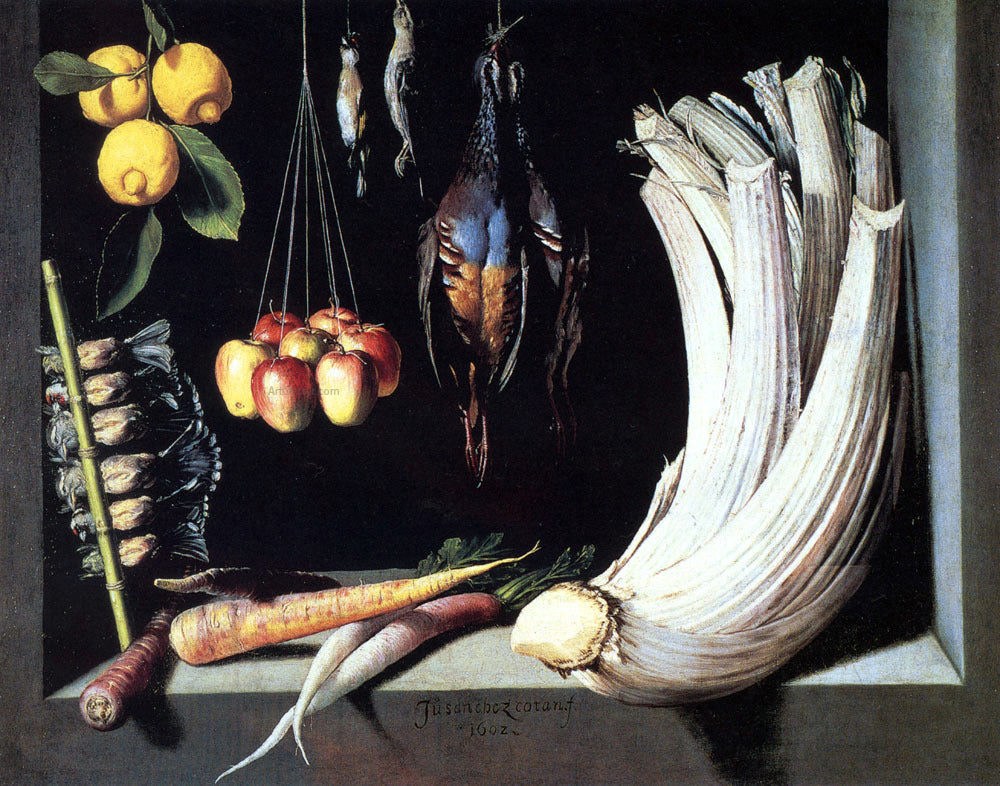 Juan Sanchez Cotan Still Life With Dead Birds, Fruit And Vegetables - Canvas Print