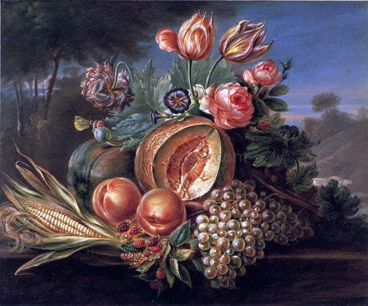 Cornelius De Beet Still Life with Fruit and Flowers - Canvas Print
