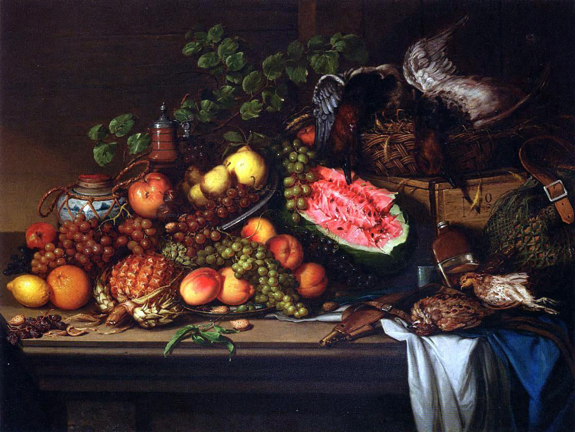 Joseph Biays Ord Still Life with Fruit and Game - Canvas Print