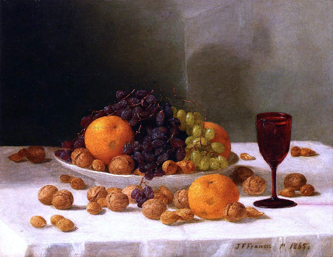 John F Francis Still Life with Fruit and Nuts - Canvas Print