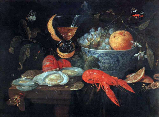 Jan Van Kessel Still Life with Fruit and Shellfish - Canvas Print