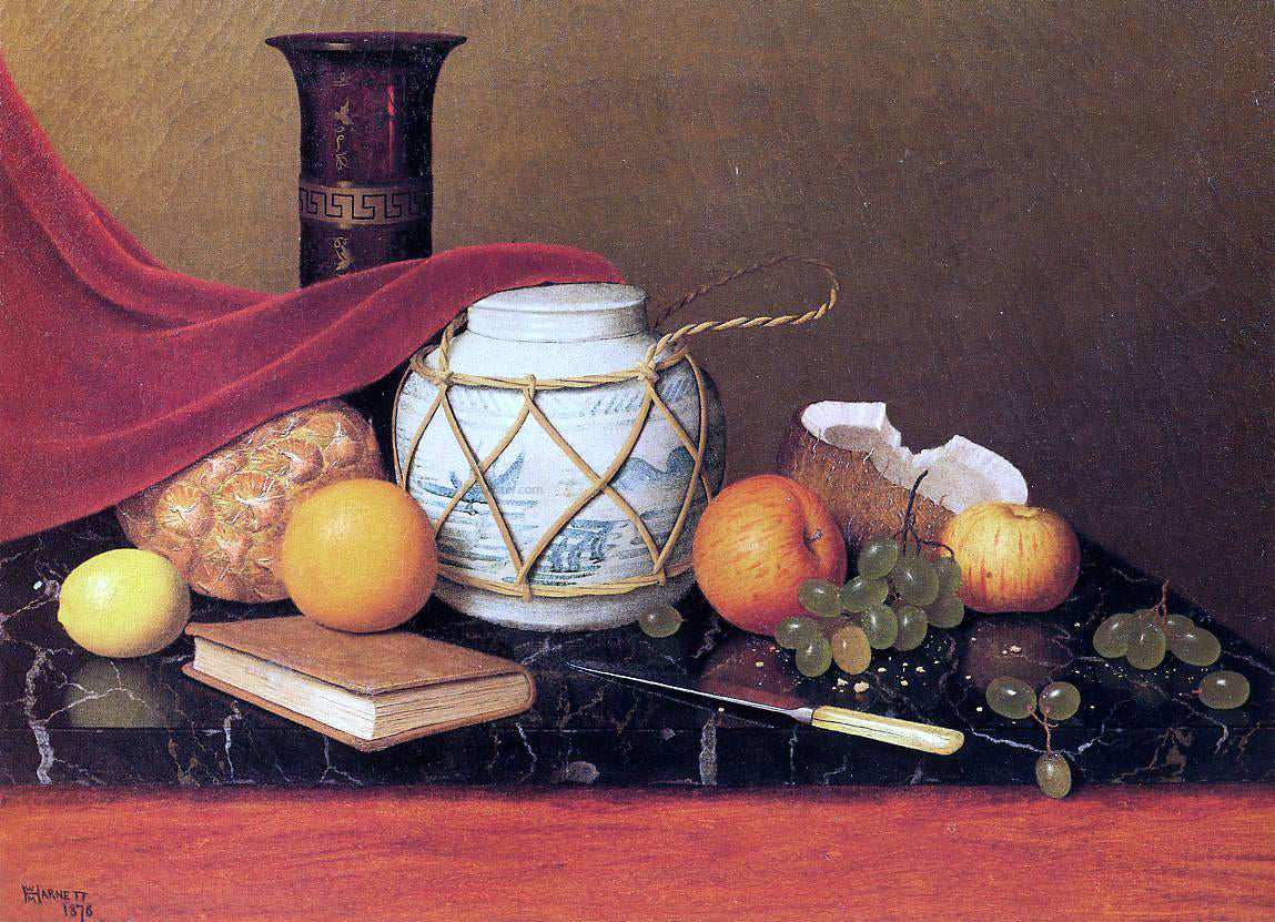 William Michael Harnett Still Life with Ginger Jar - Canvas Print