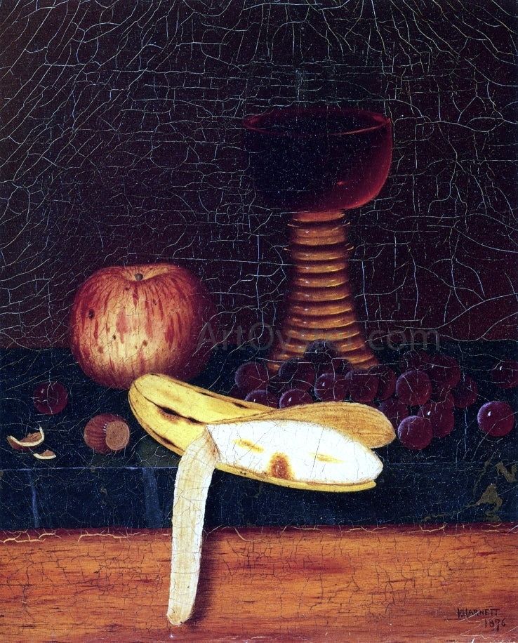 William Michael Harnett Still Life with Goblet, Fruit and Nuts - Canvas Print