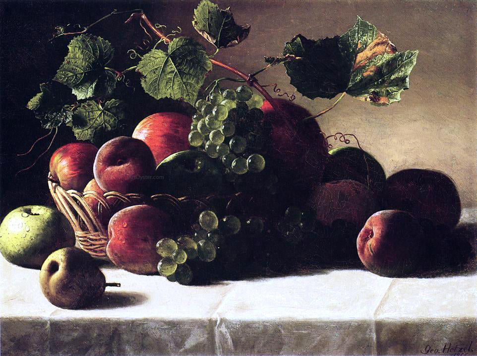 George Hetzel Still Life with Grapes and Peaches - Canvas Print
