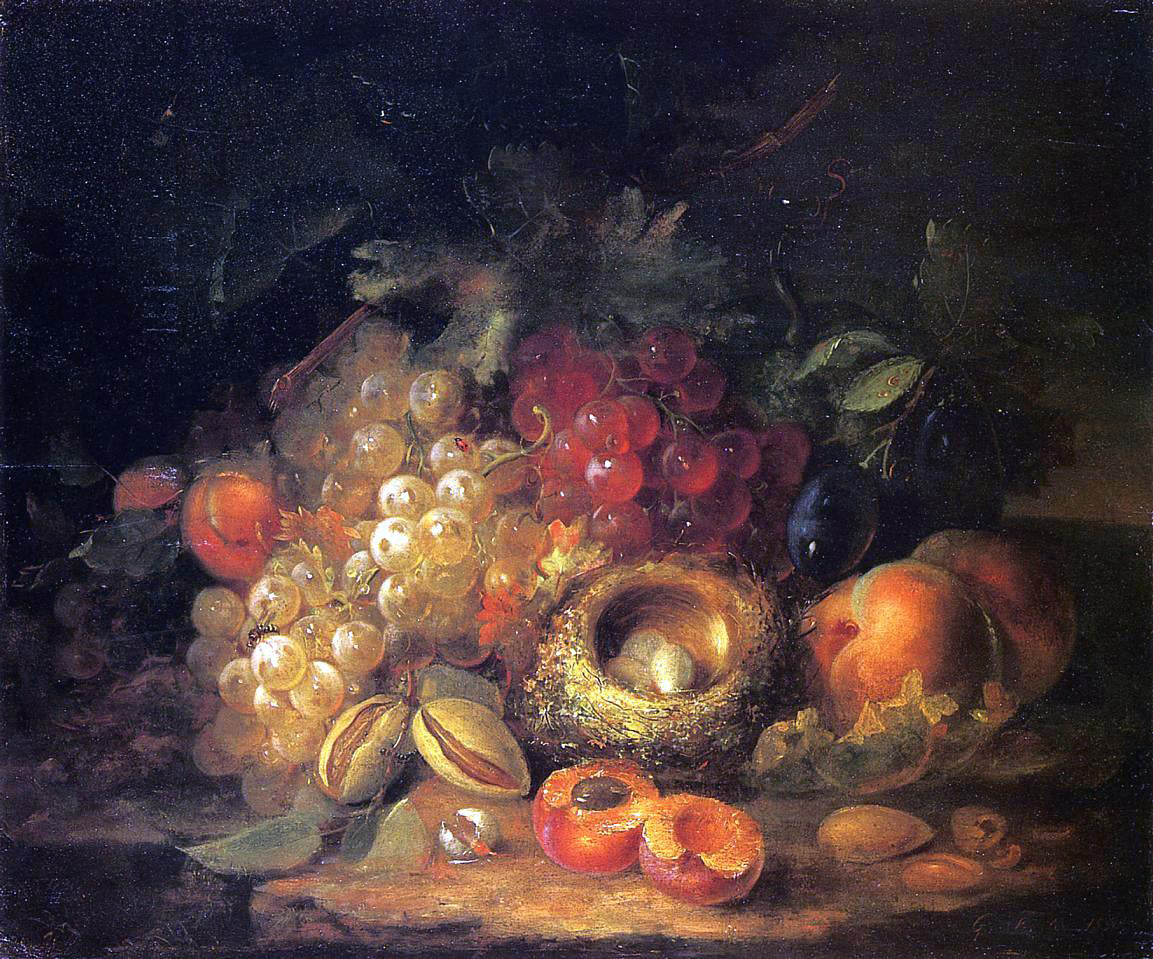 George Forster Still Life with Grapes and Peaches - Canvas Print