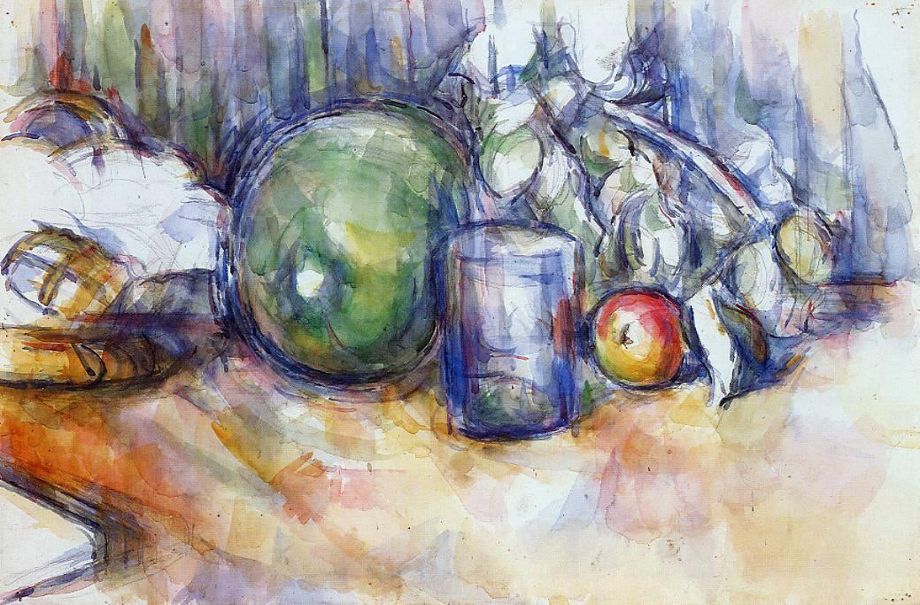 Paul Cezanne Still Life with Green Melon - Canvas Print