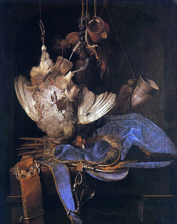 Willem Van Aelst Still Life with Hunting Equipment - Canvas Print