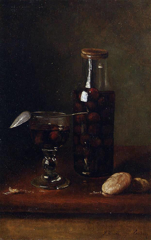 Francois Bonvin Still Life with Jar of Cherries - Canvas Print