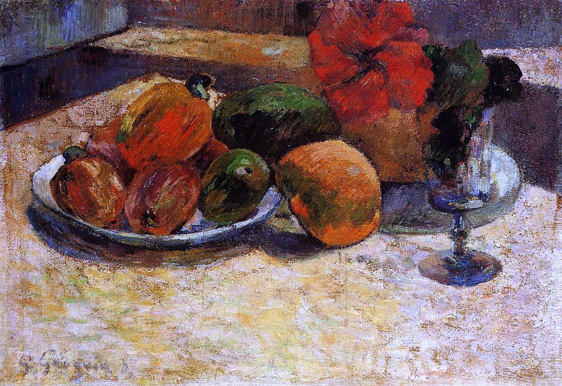 Paul Gauguin Still Life with Mangoes and Hisbiscus - Canvas Print