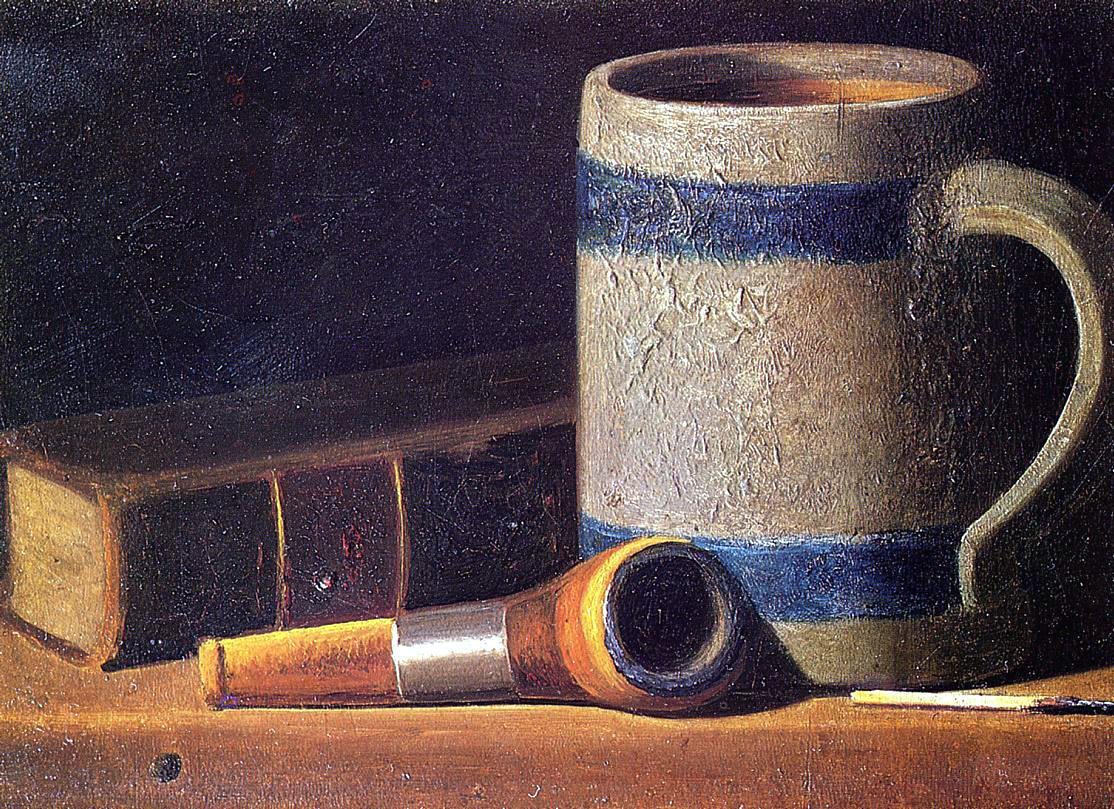 John Frederick Peto Still Life with Mug, Pipe and Book - Canvas Print