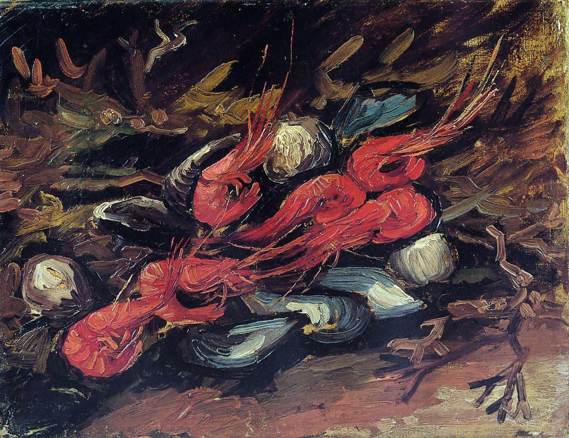 Vincent Van Gogh Still Life with Mussels and Shrimp - Canvas Print