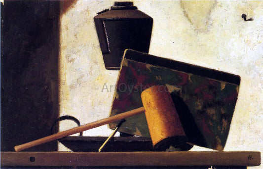 John Frederick Peto Still LIfe with Notebook and Pipe - Canvas Print
