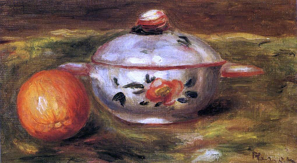 Pierre Auguste Renoir Still Life with Orange and Sugar Bowl - Canvas Print