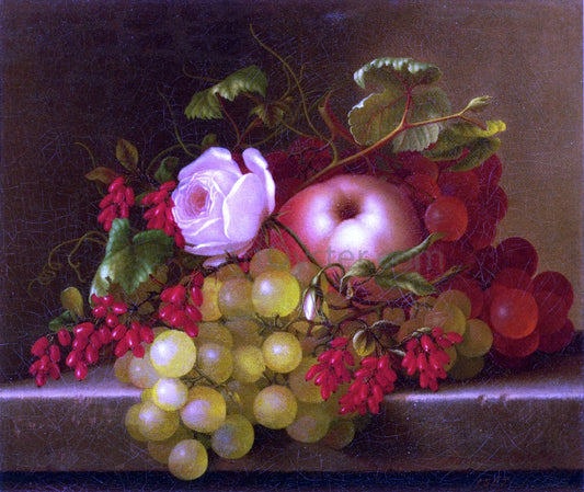 Adelheid Dietrich Still Life with Peach, Grapes and Rosehips - Canvas Print