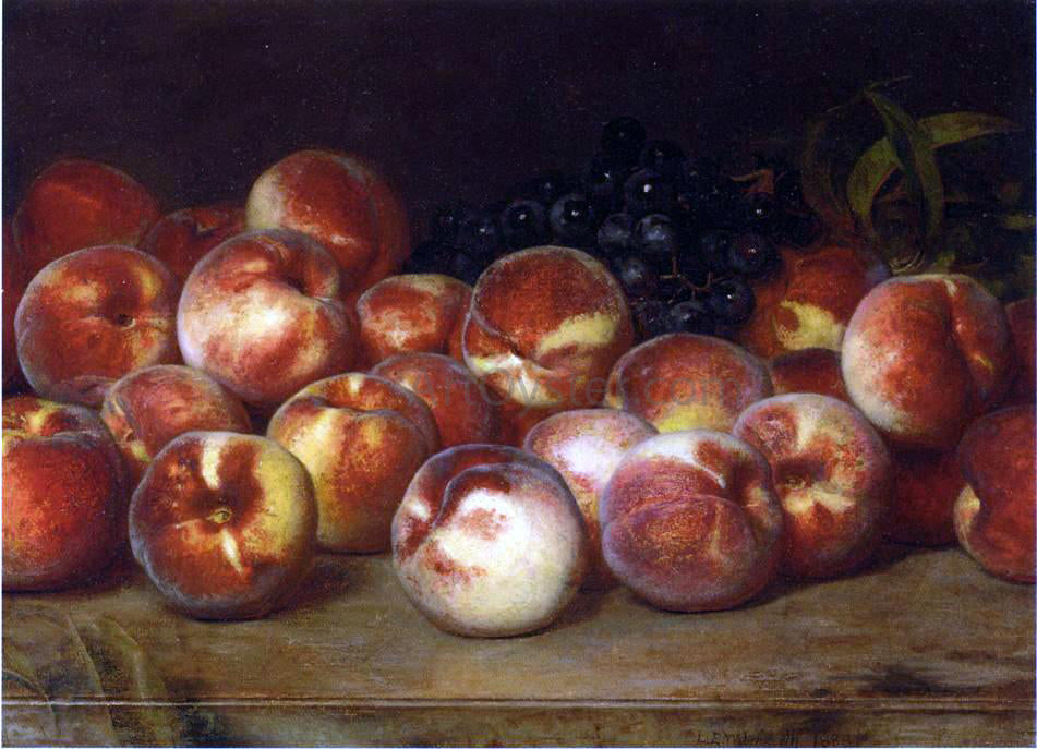 Lemuel Everett Wilmarth Still Life with Peaches and Grapes - Canvas Print