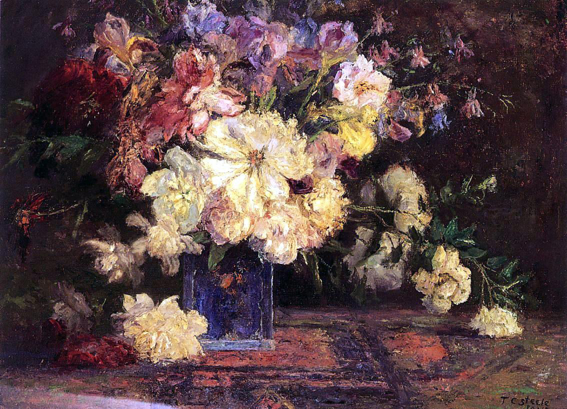 Theodore Clement Steele Still Life with Peonies - Canvas Print