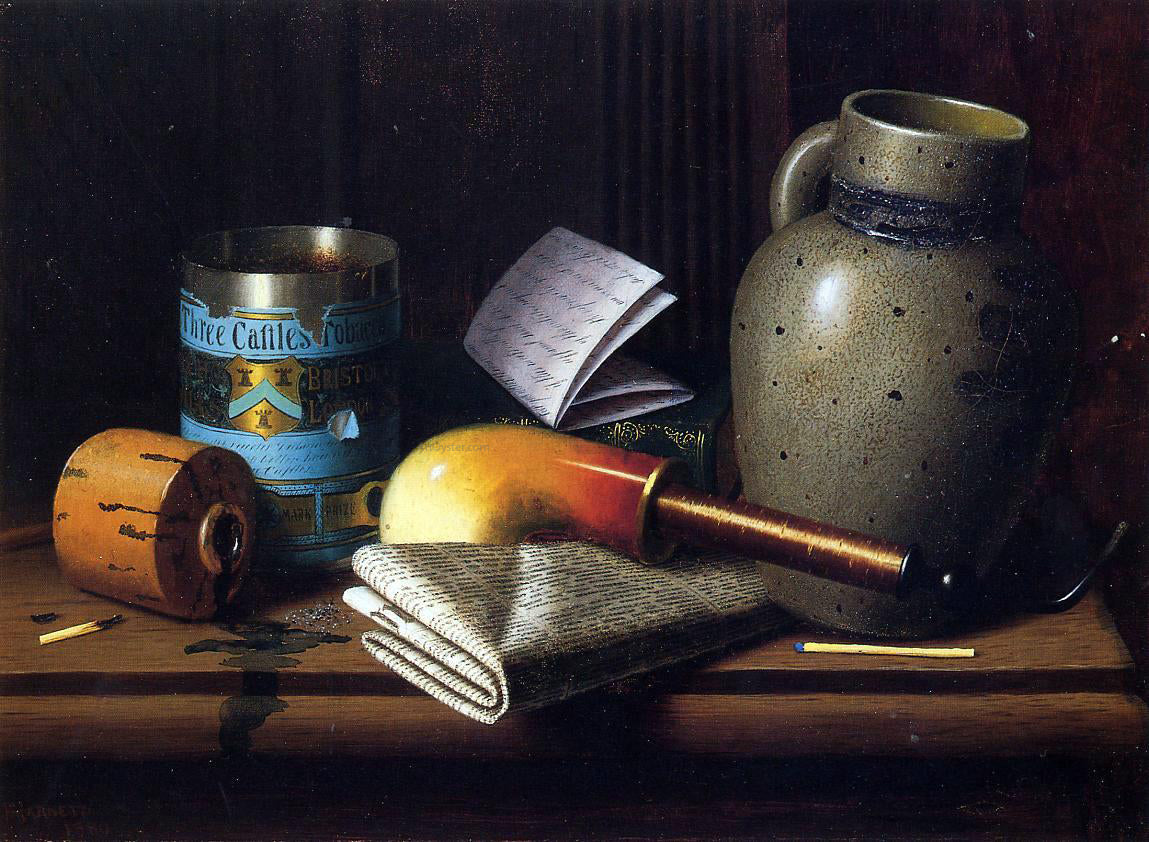William Michael Harnett Still Life with Three Castles Tobacco - Canvas Print
