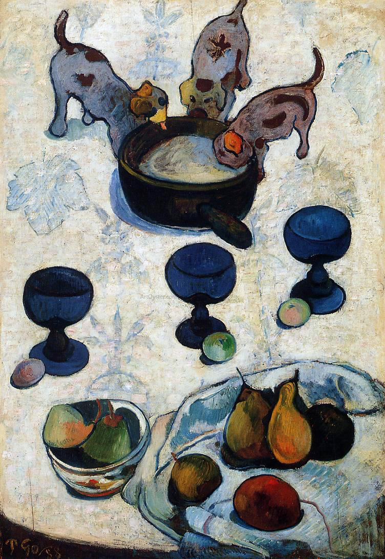 Paul Gauguin Still Life with Three Puppies - Canvas Print