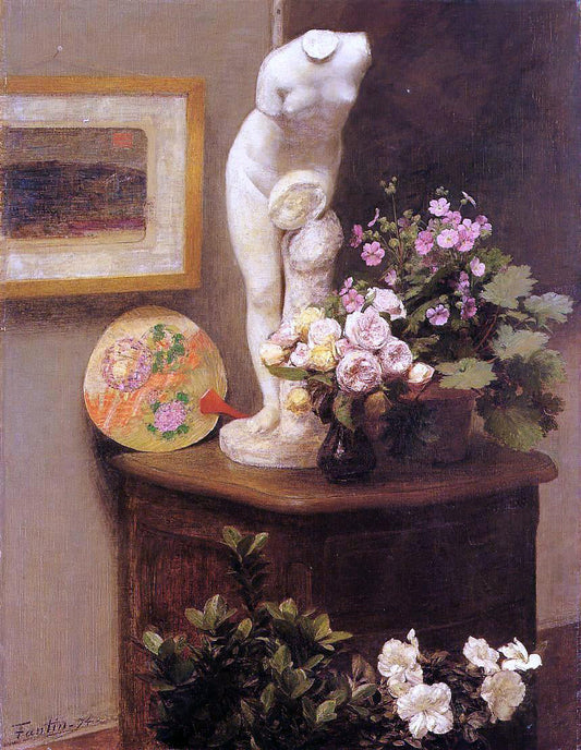 Henri Fantin-Latour Still Life with Torso and Flowers - Canvas Print