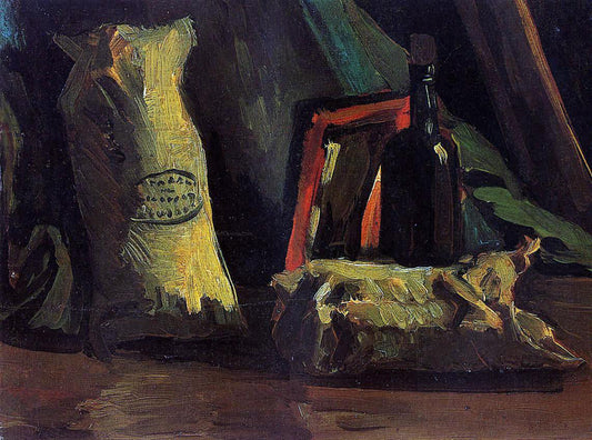 Vincent Van Gogh Still Life with Two Sacks and a Bottle - Canvas Print