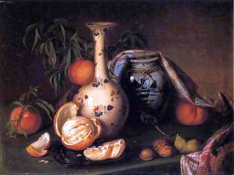 Joseph Biays Ord Still Life with Vase, Fruit and Nuts - Canvas Print