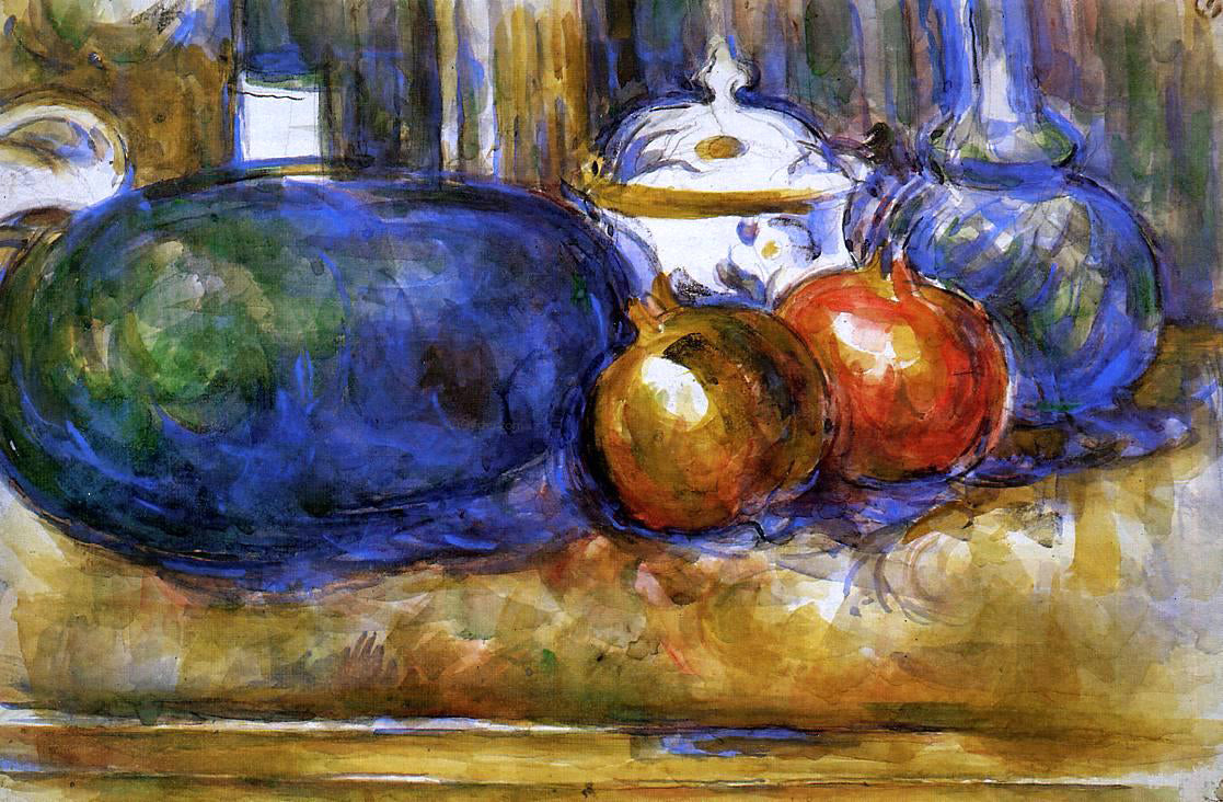 Paul Cezanne Still Life with Watermelon and Pemegranates - Canvas Print