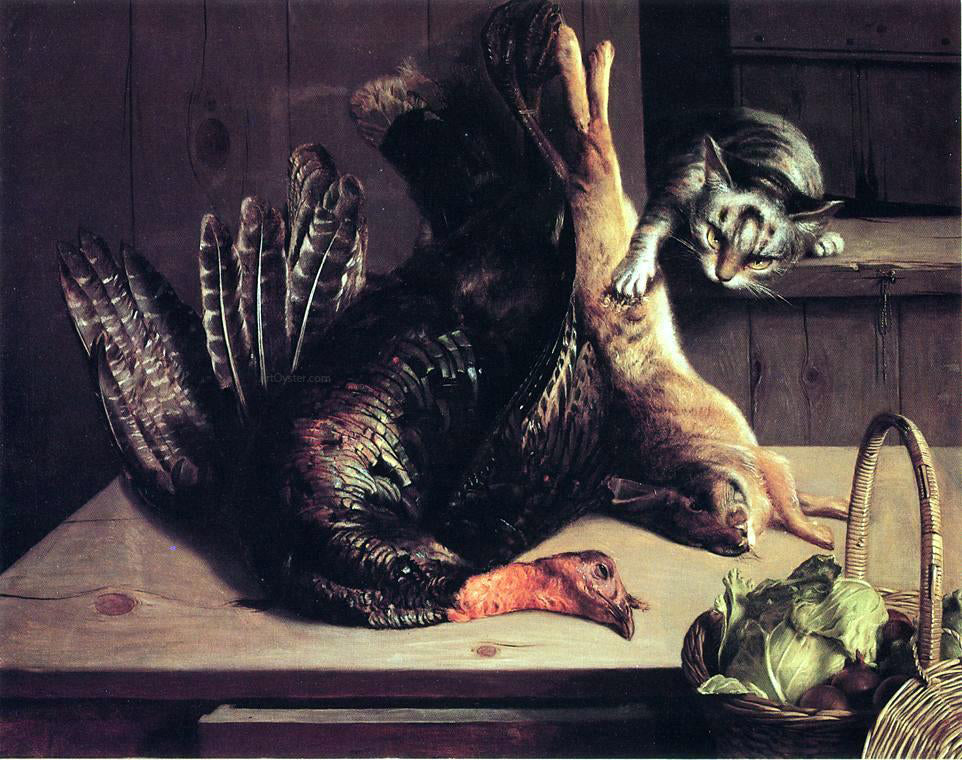 George Hetzel Still Life with Wild Game and Cat - Canvas Print