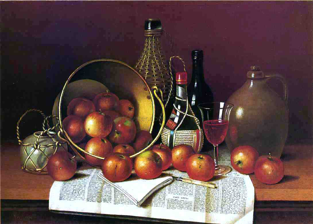 Thomas H Hope Still Life with Wine and Apples - Canvas Print