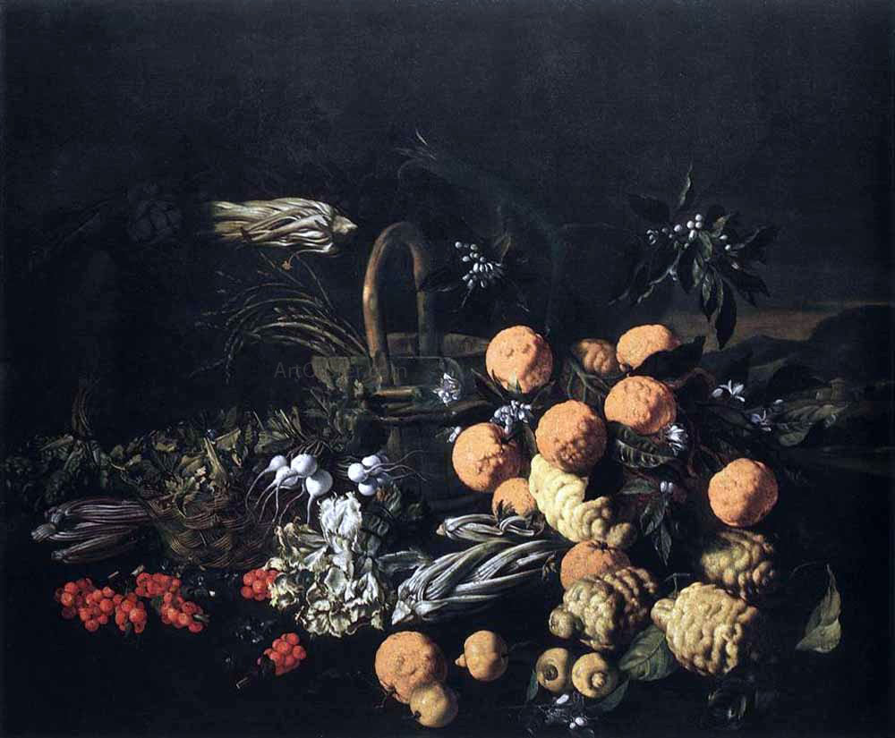 Giovanni Battista Ruoppolo Still-Life in a Landscape - Canvas Print