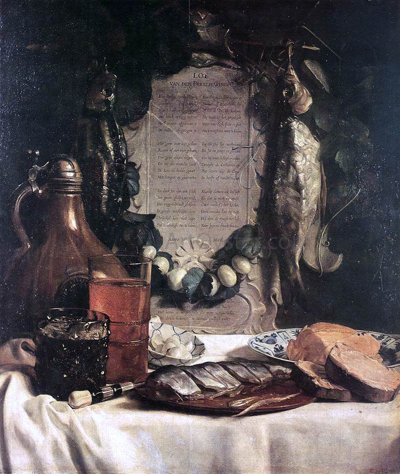 Joseph De Bray Still-Life in Praise of the Pickled Herring - Canvas Print