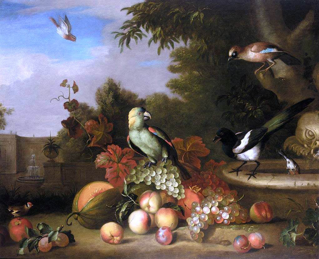 Tobias Stranover Still-Life of Fruit and Birds - Canvas Print