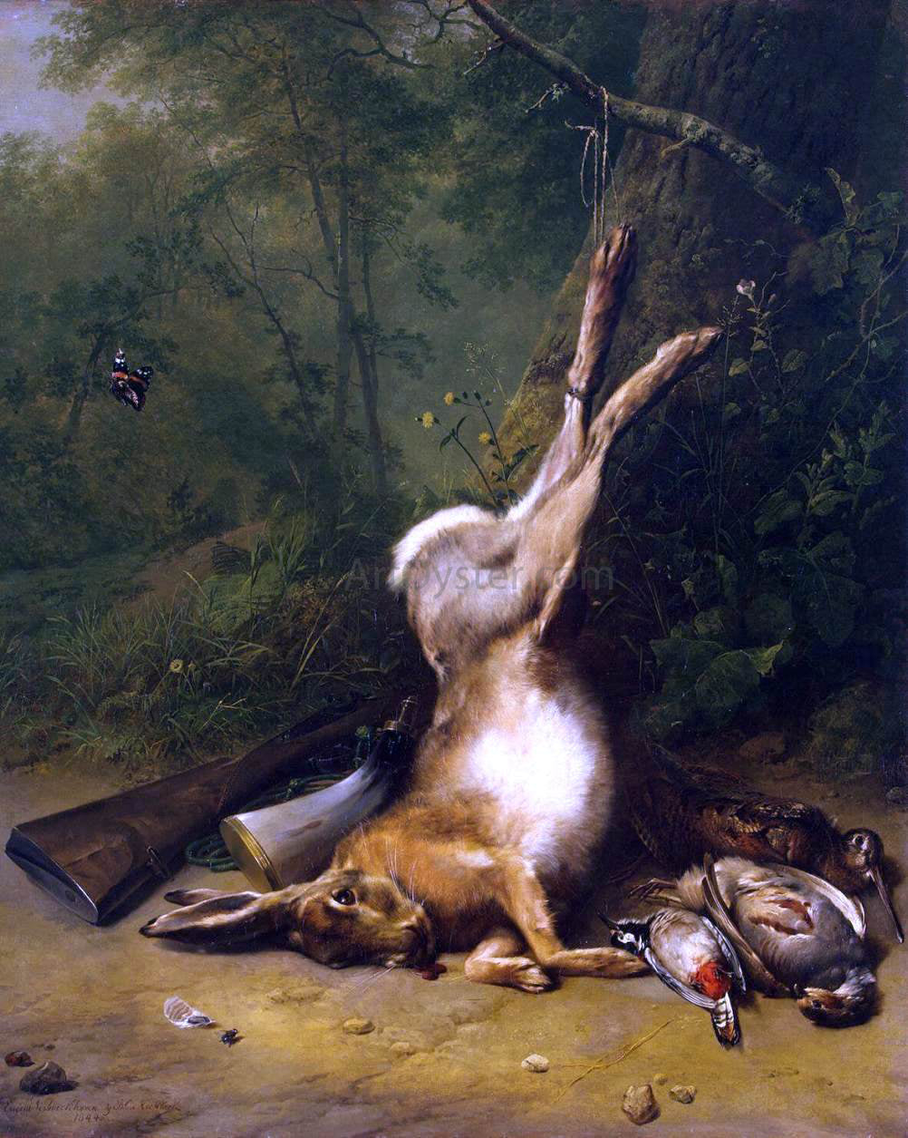 Eugene Verboeckhoven Still-Life with a Hare - Canvas Print