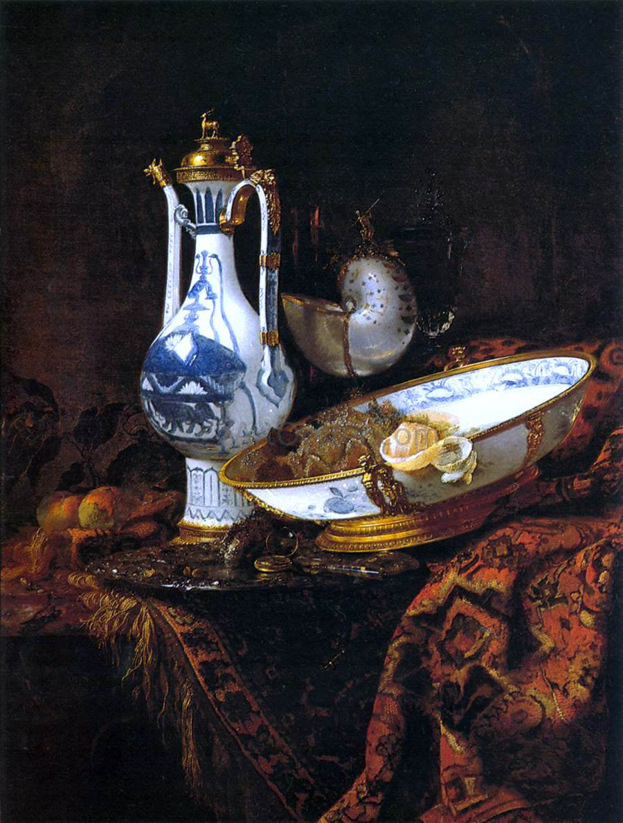 Willem Kalf Still-Life with an Aquamanile, Fruit, and a Nautilus Cup - Canvas Print