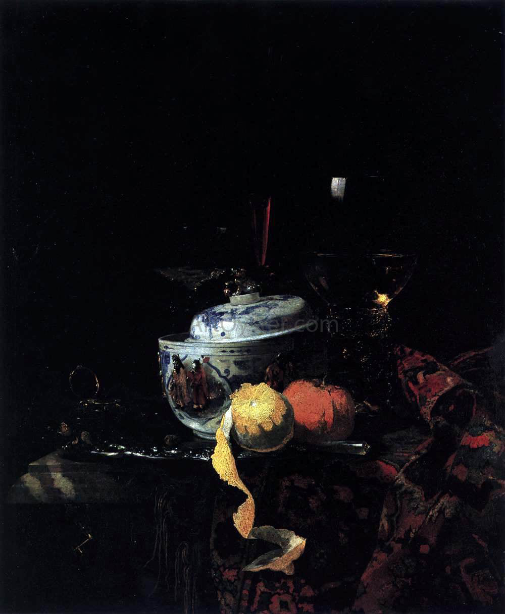 Willem Kalf Still-Life with Chinese Porcelain Bowl - Canvas Print