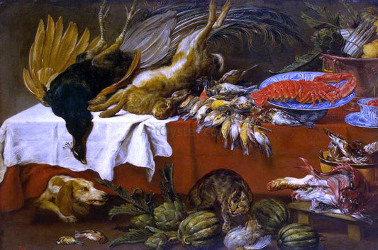 Paul De Vos Still-Life with Dead Game and Lobster - Canvas Print