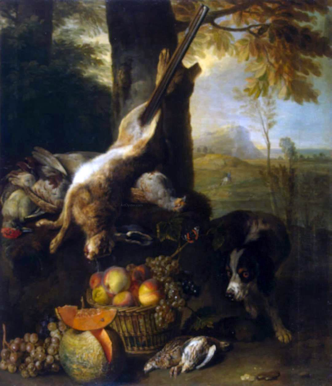 Alexandre-Francois Desportes Still-Life with Dead Hare and Fruit - Canvas Print