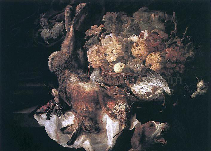 Jan Fyt Still-Life with Dog and Cat - Canvas Print