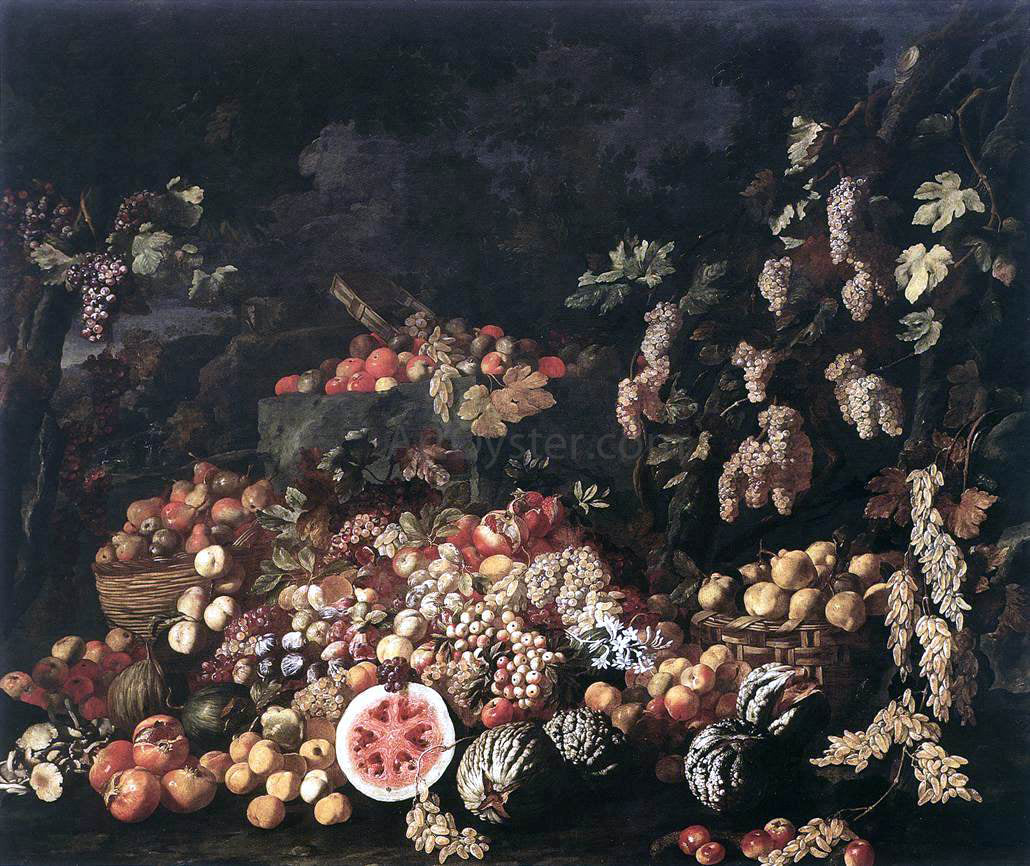 Giuseppe Recco Still-Life with Fruit and Flowers - Canvas Print