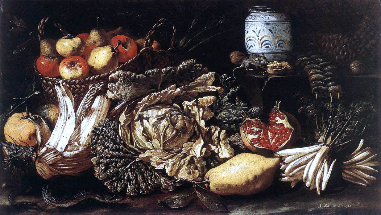 Tommaso Salini Still-life with Fruit, Vegetables and Animals - Canvas Print