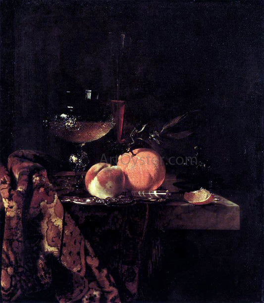 Willem Kalf Still-Life with Glass Goblet and Fruit - Canvas Print